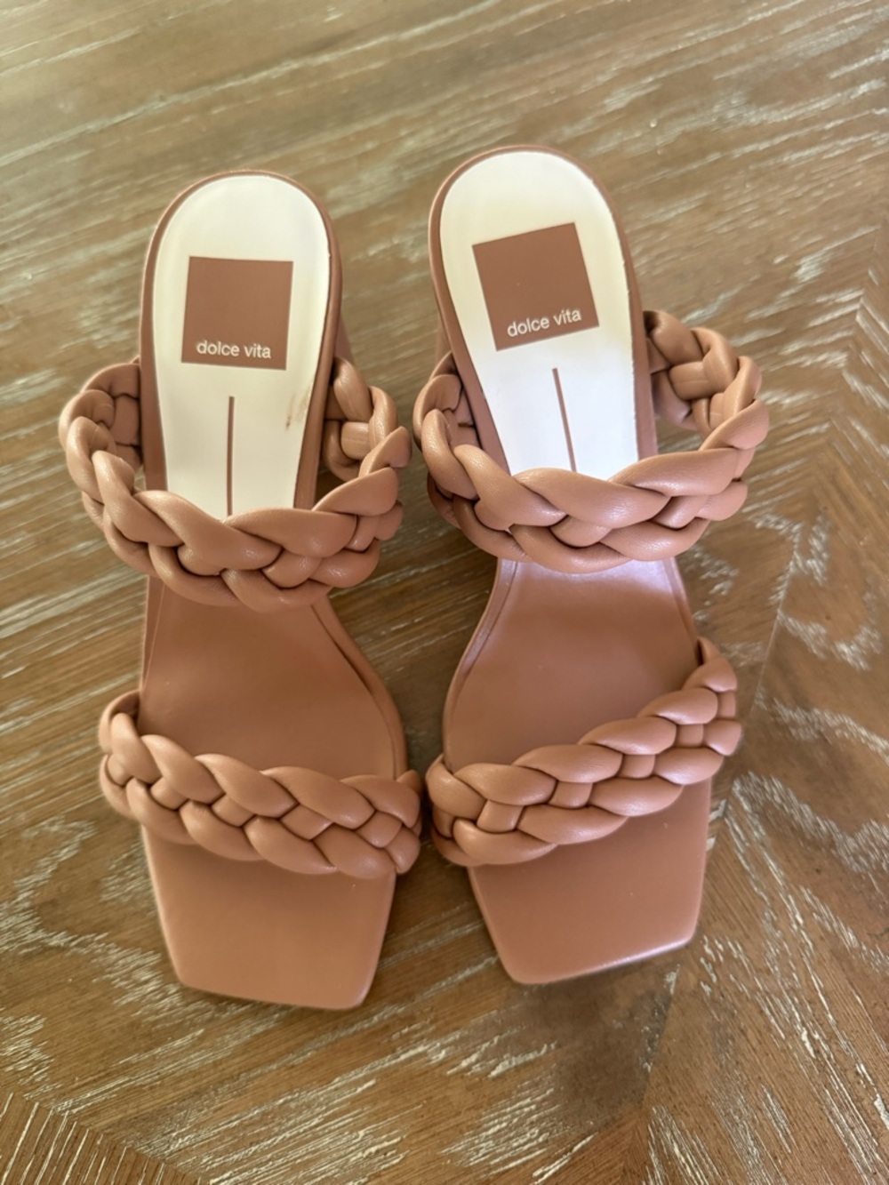 Dolce Vita Braided Double-Strap Slide Sandals - Tan